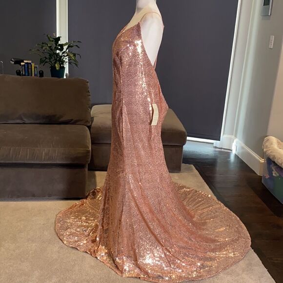 Women’s Plus Sized Fully Sequined Mermaid Style Dress with Train Size XXL NWT - Picture 4 of 12